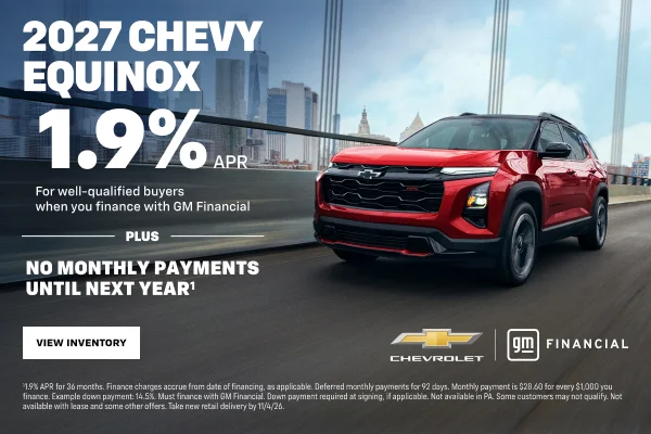 2027 Chevy Equinox. 1.9% APR For well-qualified buyers when you finance with GM Financial PLUS NO...
